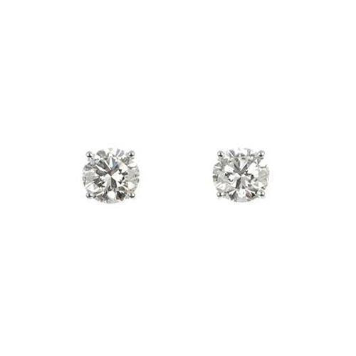 0,60 Karat runder Solitär-Echt Diamant-Ohrstecker aus 14 Karat Weißgold