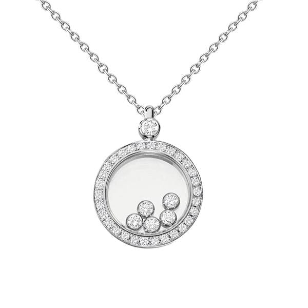 0,63 ct Runde Echt Diamanten im Brillantschliff Kreis Anhänger Halskette Weiß