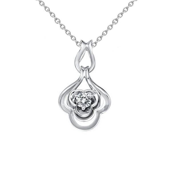 0,75 Karat Solitär-Halskette mit rundem Echt Diamantanhänger 14K Weißgold