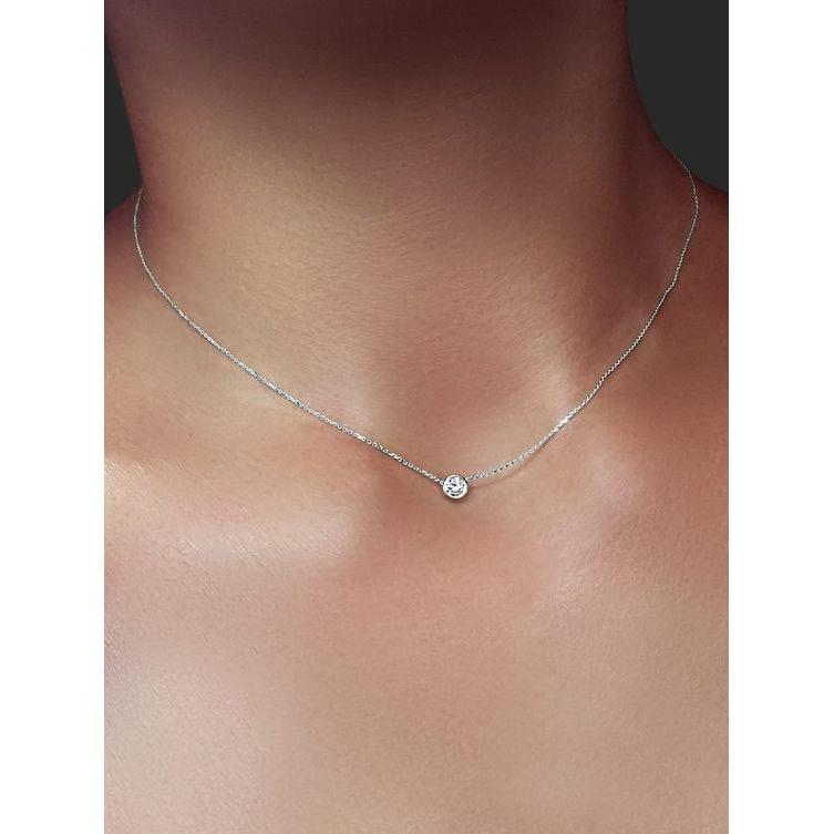 0,75 Karat runde Diamant-Damen-Anhänger-Halskette 14K Weißgold