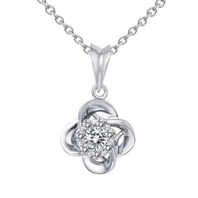 0,90 Karat runde Form Echt Diamant Damen Halskette Anhänger Weißgold 14K