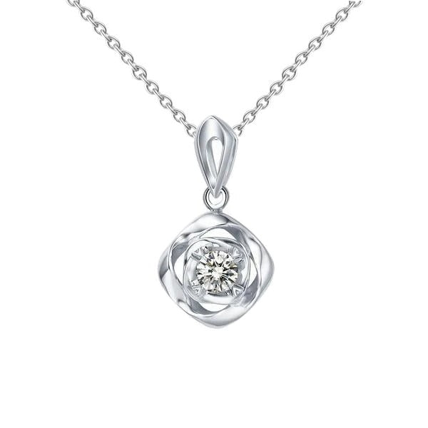 0.50 Karat Runder Echt Aus der Erde Abgebauter Natürlicher Diamant Anhänger Weißgold 14K Schmuck