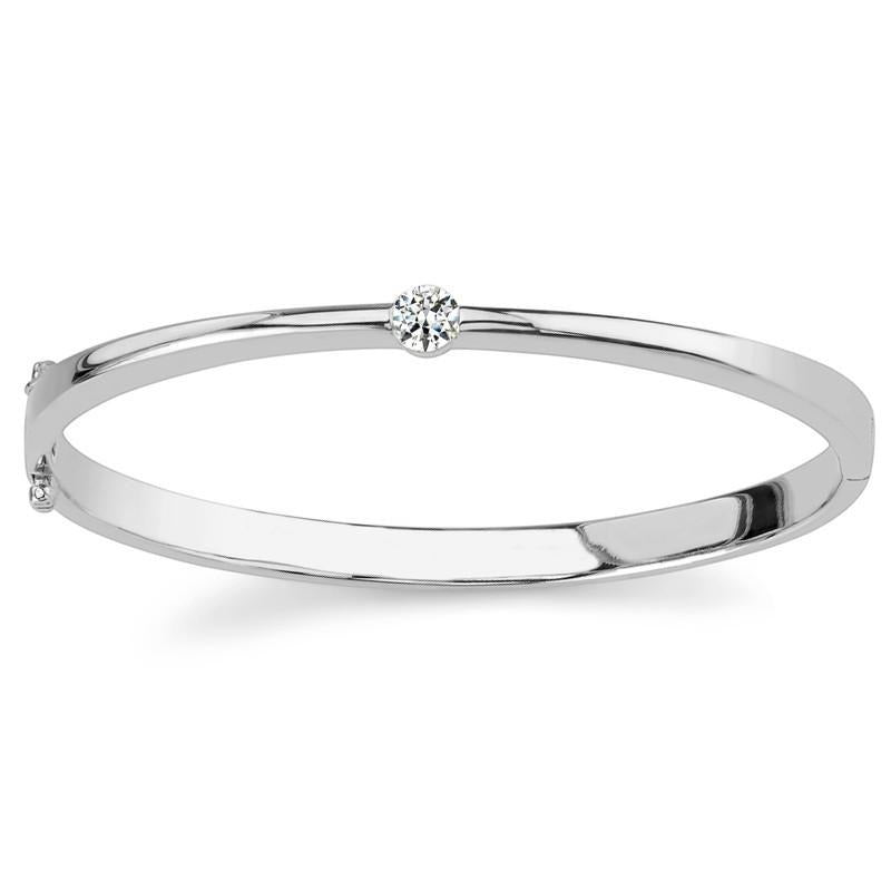 0.50 Karat Runder Solitär-Echt Aus der Erde Abgebauter Natürlicher Diamant-Armreif Weißgold 14K