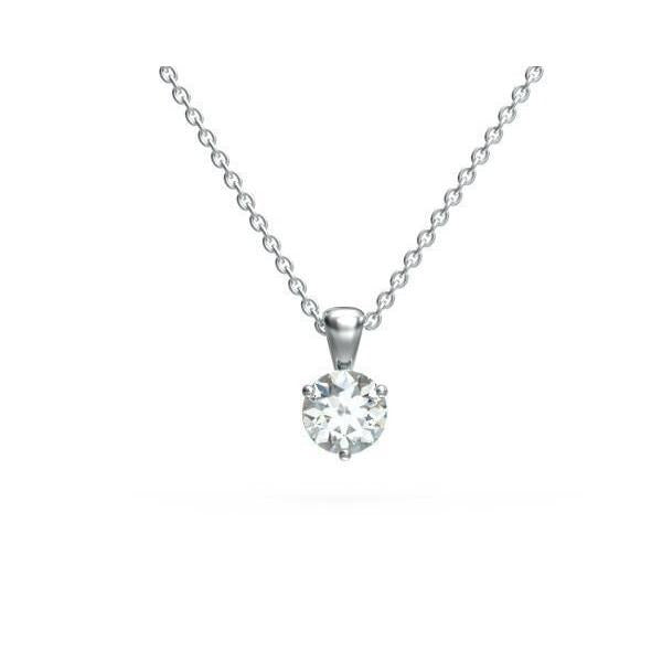 0.50 Karat Solitaire Rundschliff Echt Aus der Erde Abgebauter Natürlicher Diamant Halskette Anhänger