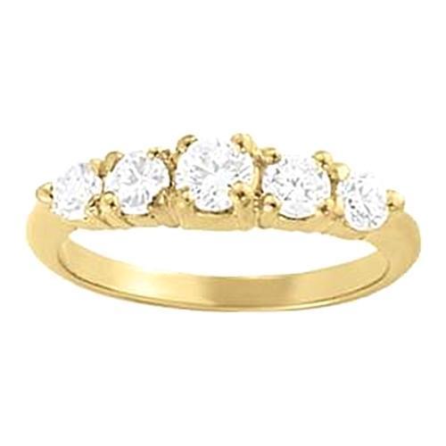 0.70 Karat Gelbgold 14K Echt Diamant Halb Eternity Band Krappenring