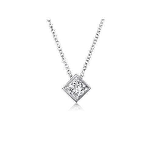 0.75 Carats Prinzessinnenschnitt Solitaire Natürliche DiamantPendant White Gold 14K