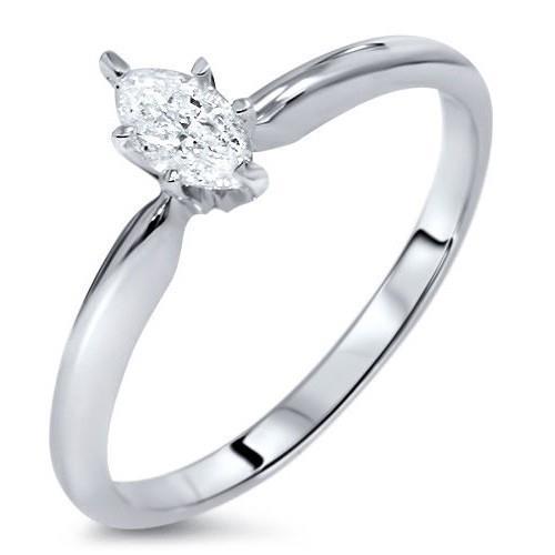 0.75 Karat Marquise Solitaire Echt Diamant-Verlobungsring Weißgold 14K