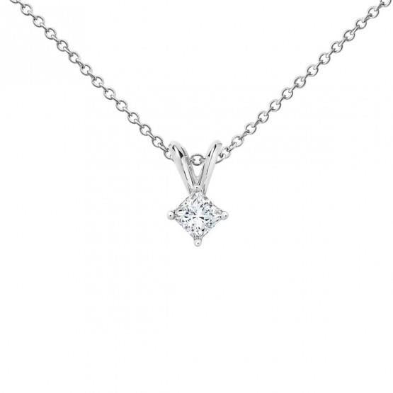 0.75 Karat Prinzessinnenschnitt Echt Diamant Damen Anhänger Weißgold 14K