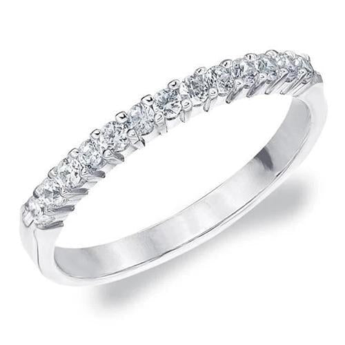 0.80 Kt. Krappenset Runder Echt Diamant Halb Eternity Band Weißgold 14K