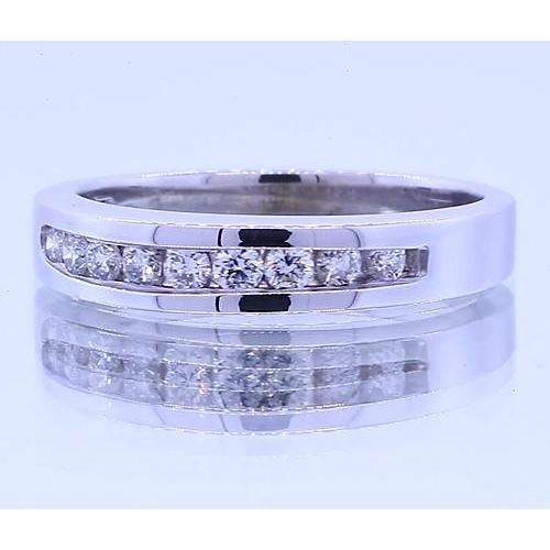 0.90 Karat Jubiläumsband Runde Echt Diamanten Weißgold 14K
