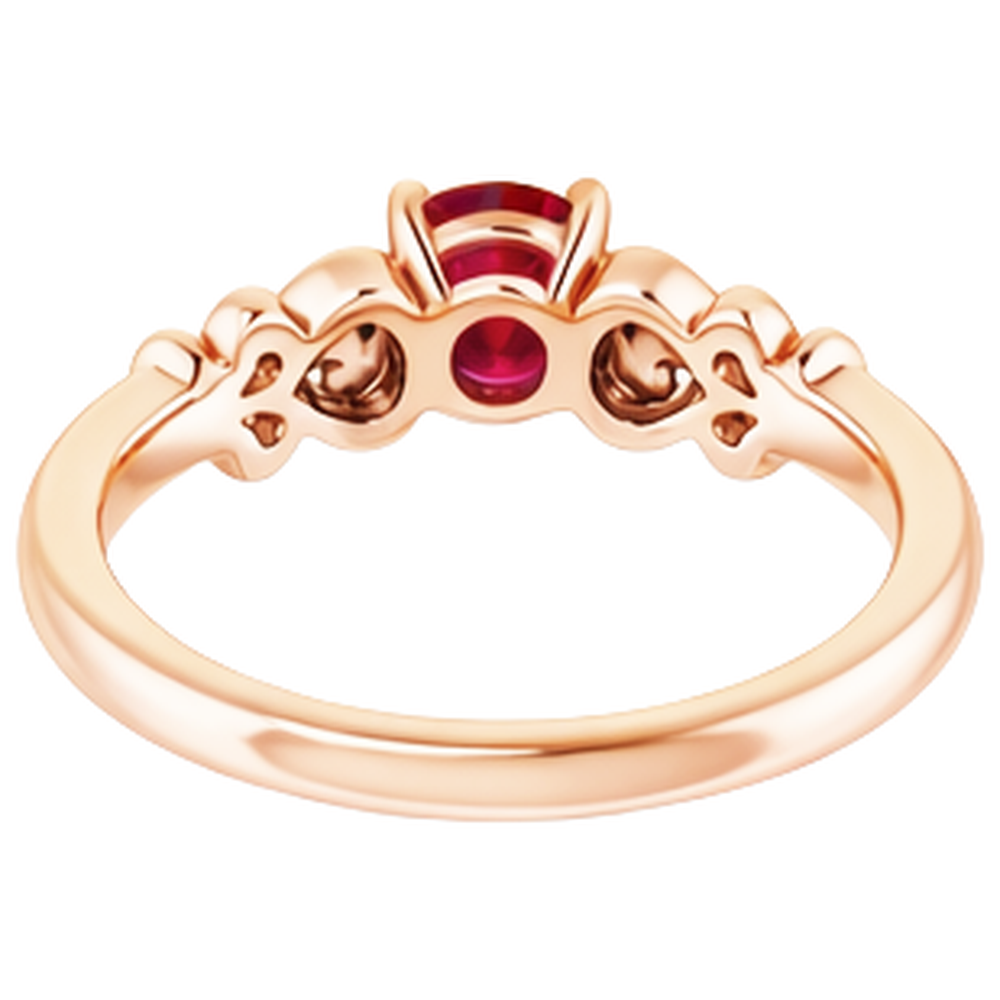 1.40 Karat Roségold 14K Aus der Erde Abgebauter Natürlicher Diamant runder Rubinring