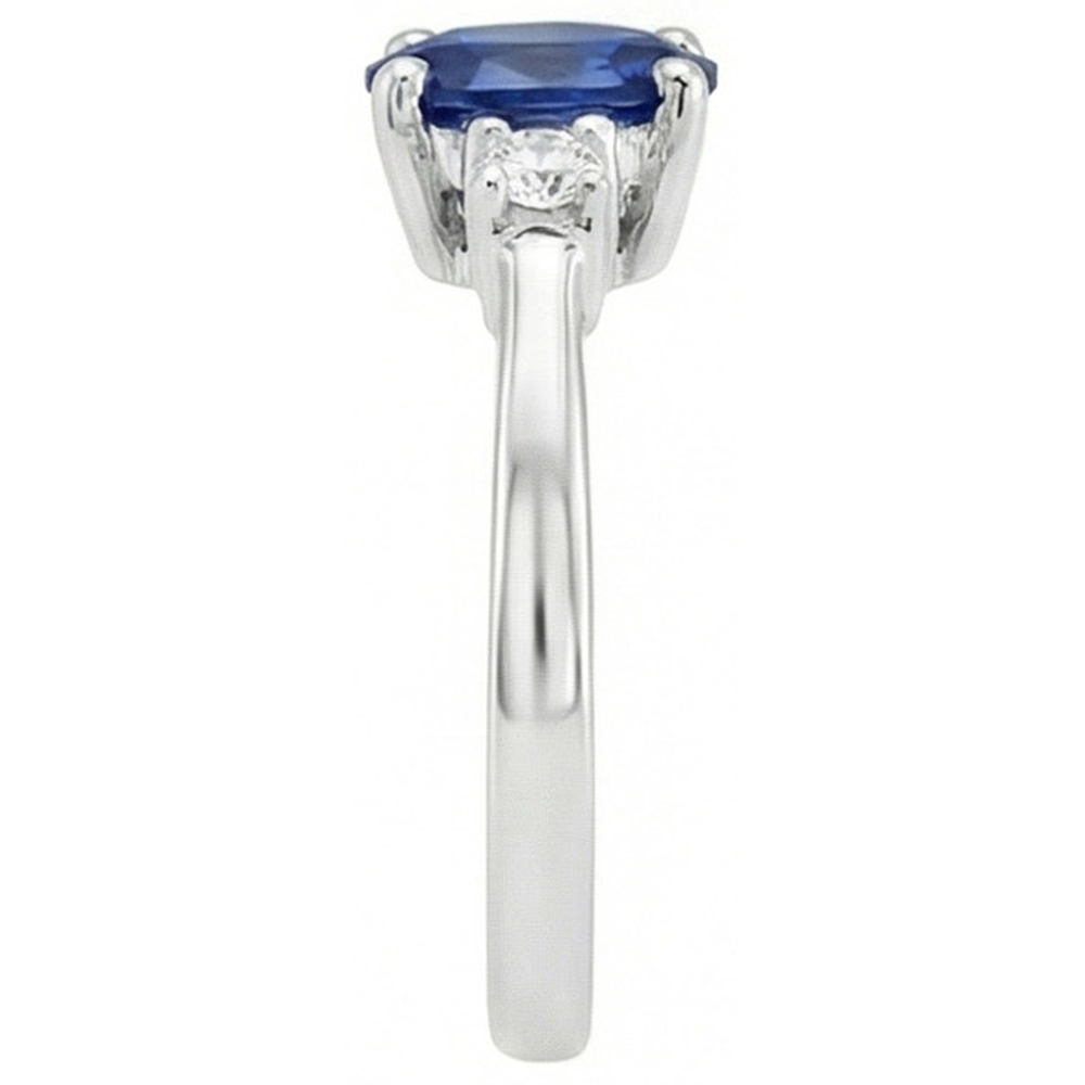 1.70 Karat Ceylon Saphir Aus der Erde Abgebauter Natürlicher Diamanten Ring Weißgold 14K