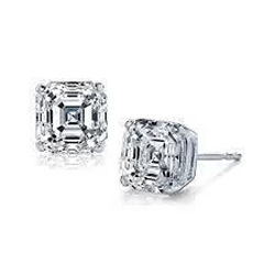 1 Karat Asscher Cut Echt Diamant Ohrstecker Damen Ohrring Weißgold 14K
