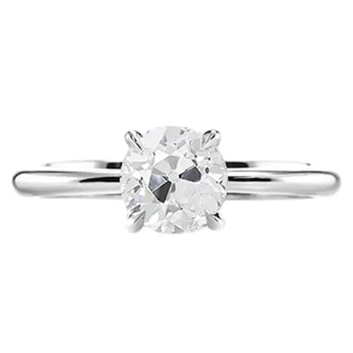1 Karat Damen Solitärring Old Mine Cut Natürlich Diamant Krappenset Schmuck