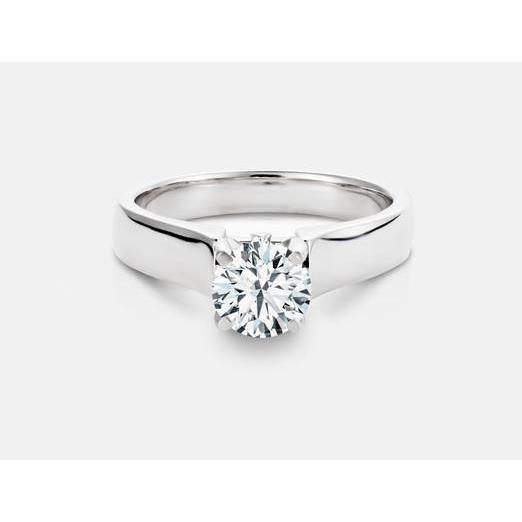 1 Karat Echt Damen Solitärring mit rundem Diamanten 14K Weißgold