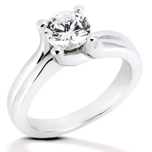 1 Karat Echt Aus der Erde Abgebauter Natürlicher Diamant Solitärring Krappenstil Weißgold 14K
