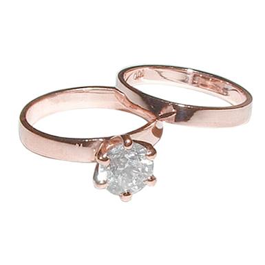 1 Karat Echt Diamant-Verlobungsring-Set Solitär Ehering