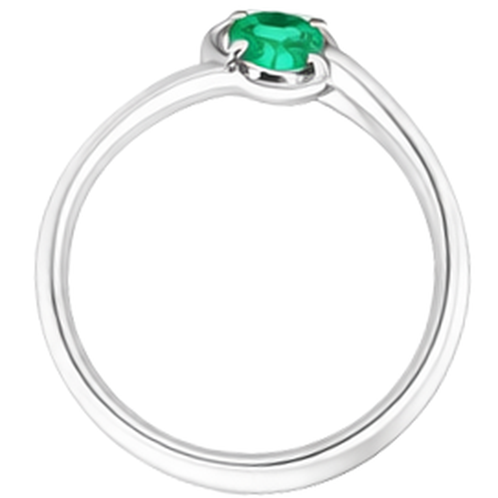 1 Karat Grün Smaragd Ring Freiform Schaftfassung Weißgold 14K