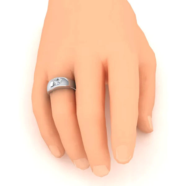 1 Karat Herren Solitär Echt Diamant Ring F Vs1 Runder Diamant Weißgold 14K