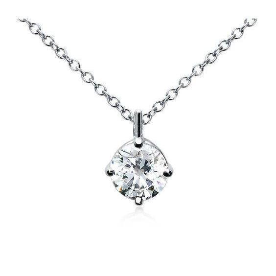 Shine Brite Schmuck Geschenk 1 Karat Diamant-Anhänger Aus 14K Weißgold – Runder Solitär An 18 Zoll Halskette 14K Weißgold Diamant Anhänger