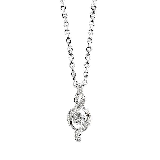 1 Karat Runder Weißer Echt Diamant G-Schlüssel Halskette Anhänger Weißgold 14K