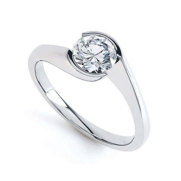 1 Karat Solitaire Runder Echt Diamant-Verlobungsring Weißgold 14K