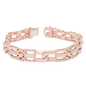 1 Karat kleine Echt Diamanten Link Herrenarmband 14K Roségold