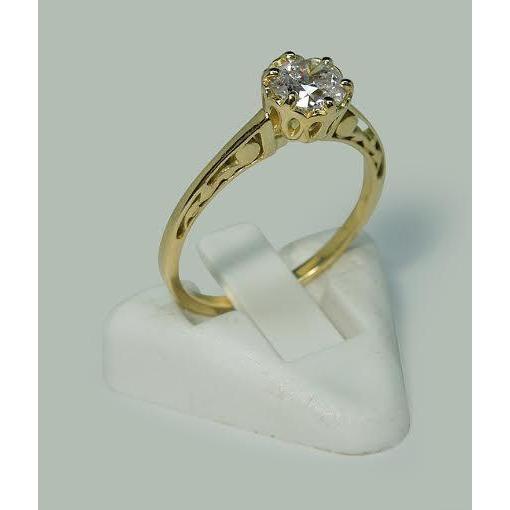 1 Karat runder Echt Diamant-Solitär-Verlobungsring im Kronenstil