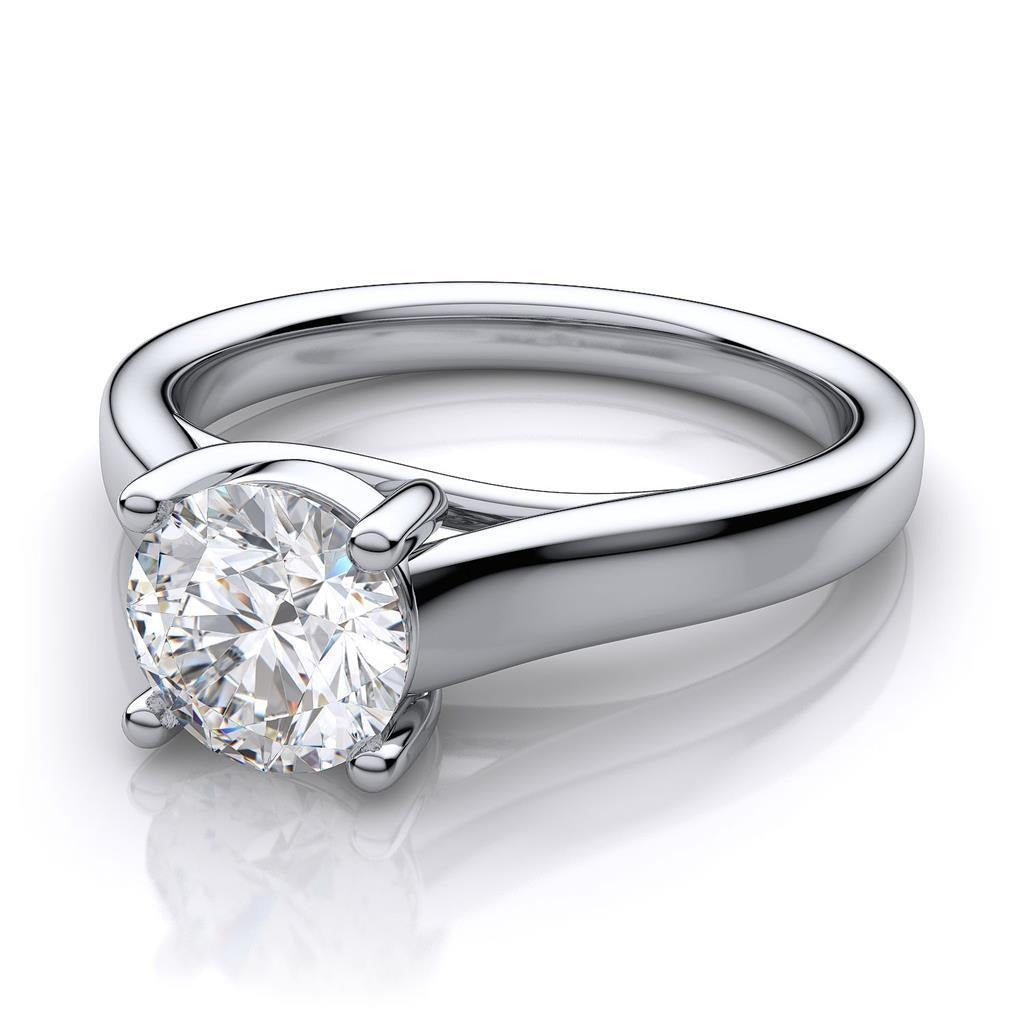 1 Karat runder Echt Aus der Erde Abgebauter Natürlicher Diamant-Verlobungs-Solitärring Weißgoldschmuck