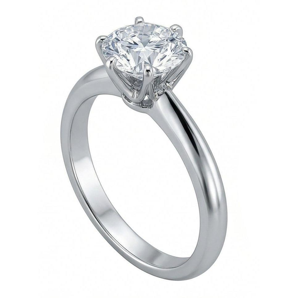 1 Karat runder Natürlich Aus der Erde Abgebauter Natürlicher Diamant-Solitär-Verlobungsring 14K Weißgold