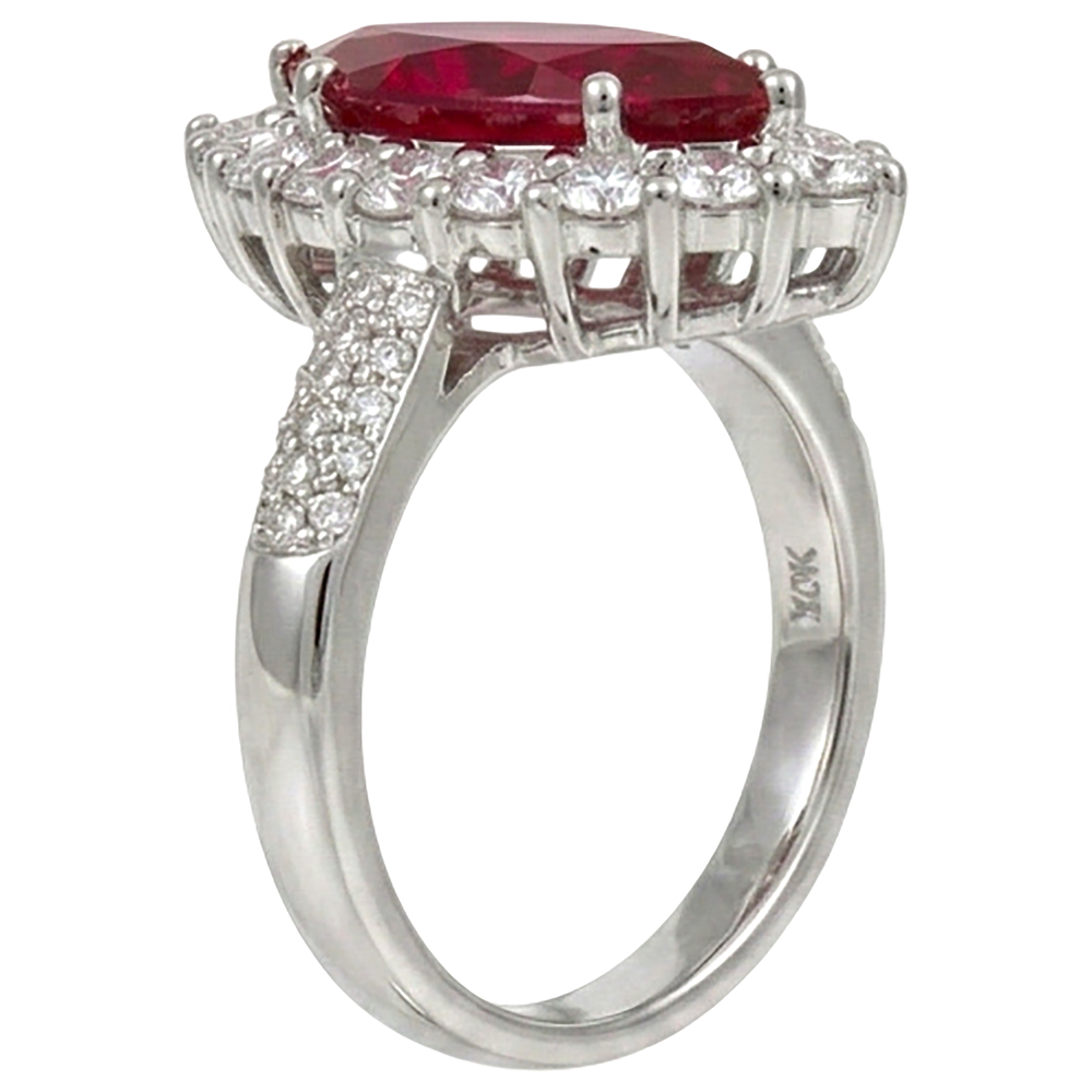 10.50 ct Roter Rubin Marquise Schliff Mit Aus der Erde Abgebauter Natürlicher Diamant Ring Weißgold 14K