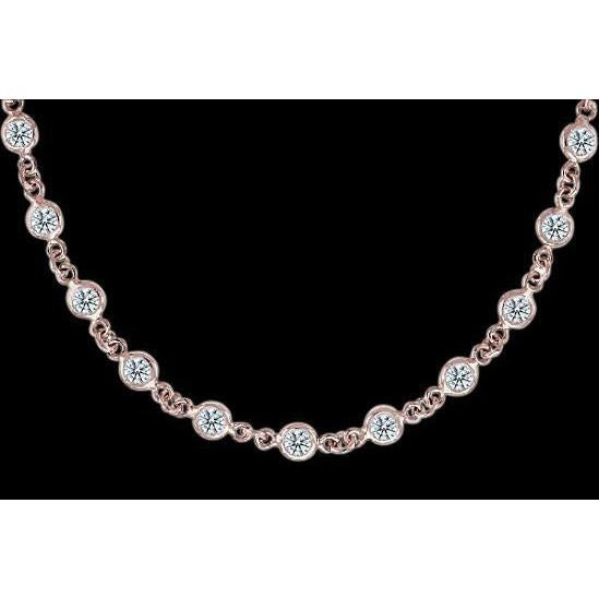 10 Karat Echt Aus der Erde Abgebauter Natürlicher Diamant Halskette von Anhänger Lünette Set