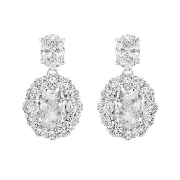 echter oval diamant 10Karat ohrring Vorderansicht