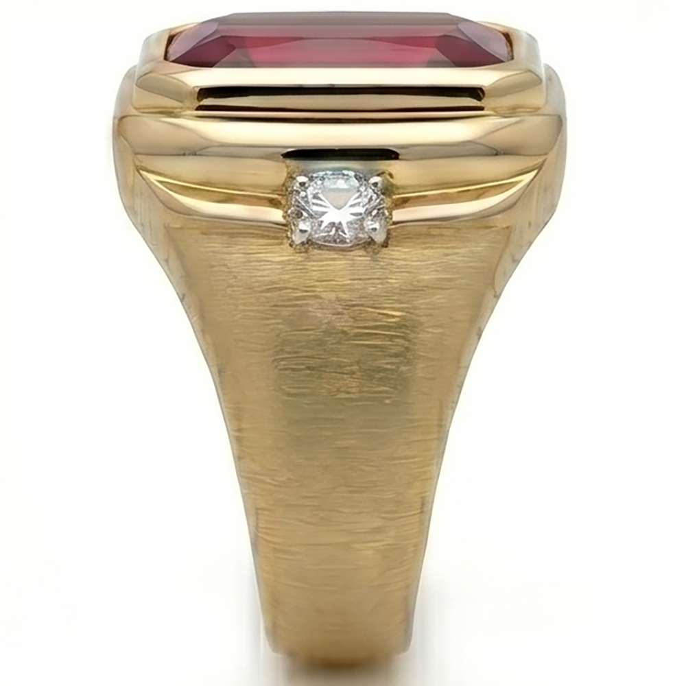 10K Yellow Gold Taubenblut-Rubin Herrenring – 7,20-Karat Radiant