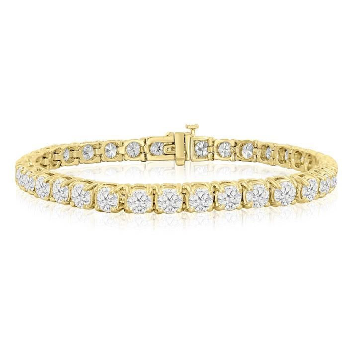 10.50 Karat Funkelndes Rundschliff-Echt Diamanten-Tennis-Armband YG 14K