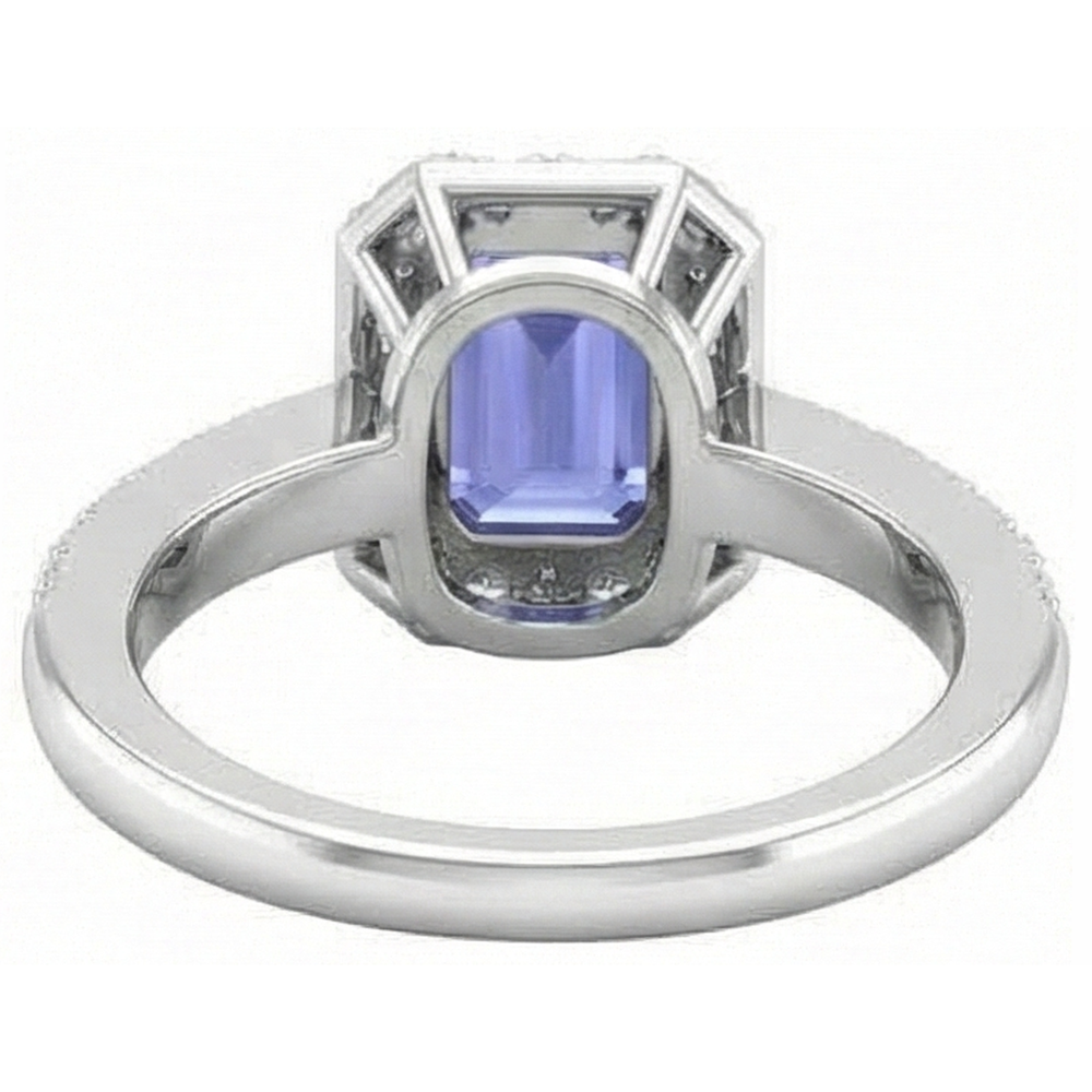 11.75 Kt Tansanit und Aus der Erde Abgebauter Natürlicher Diamanten Ring Neu Weißgold 14K