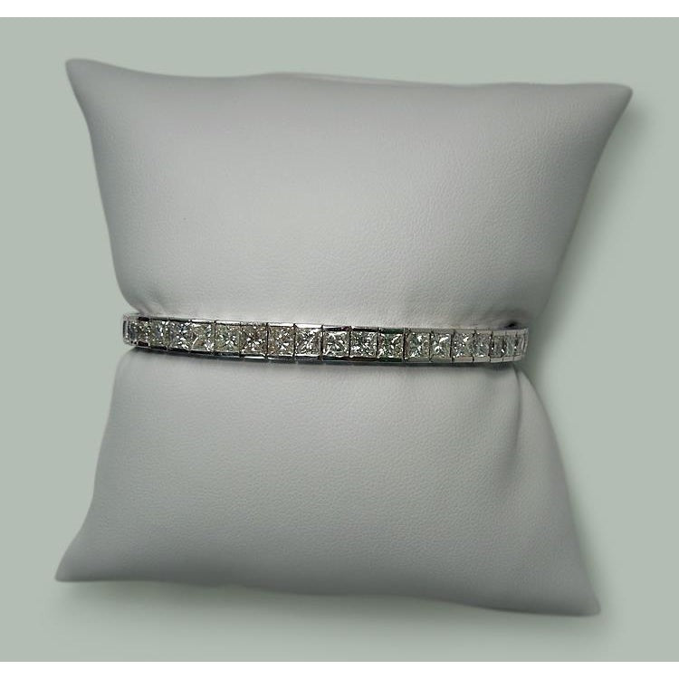 11.50 Karat Princess Echt Aus der Erde Abgebauter Natürlicher Diamants Tennisarmband aus massivem Weißgold