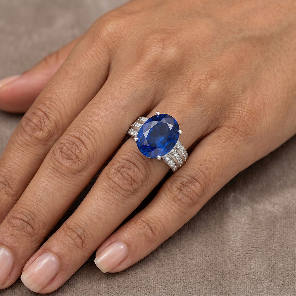 12 Carat natürlicher Saphir-Verlobungsring