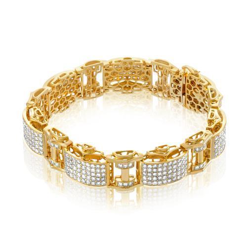 12 Karat Herren Rundschliff Echt Aus der Erde Abgebauter Natürlicher Diamantarmband Gelbgold 14K
