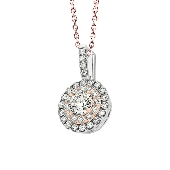 1,25 Karat Runde Echt Diamant Zweifarbige Gold 14K Halskette mit Anhänger