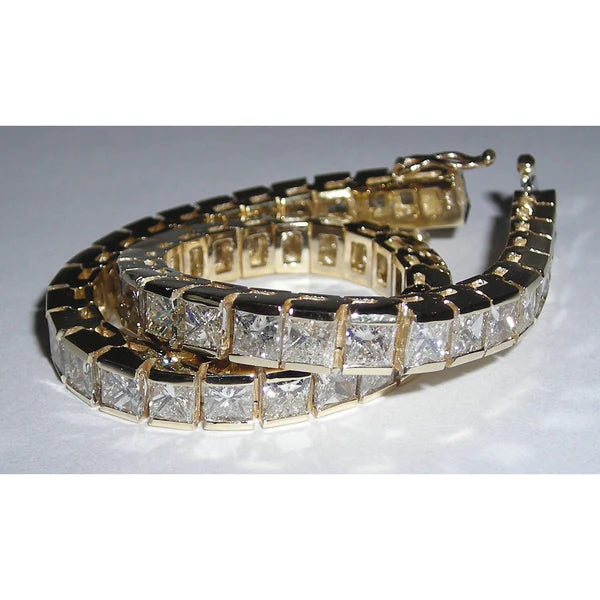 12.50 Karat Prinzessin Echt Diamanten Tennis Armband Gelb Gold