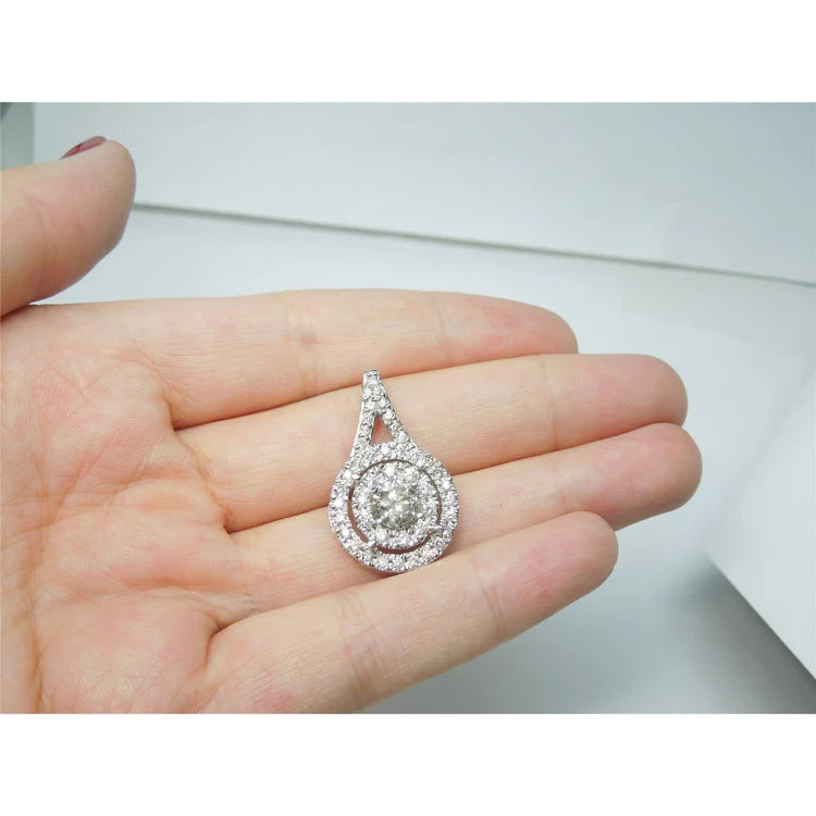 1,33 ct Sparkling Runden Cut Natürlich Diamants Große Anhänger Halskette
