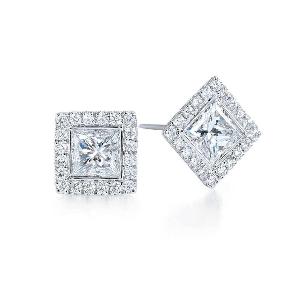 1,4 ct Princess Schliff Echt Diamant Halo Diamant Ohrstecker