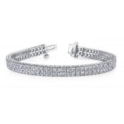 14 ct. FunkelndFunkelnd Prinzessin Brillantschliff Echt Diamant Tennisarmband WG 14K