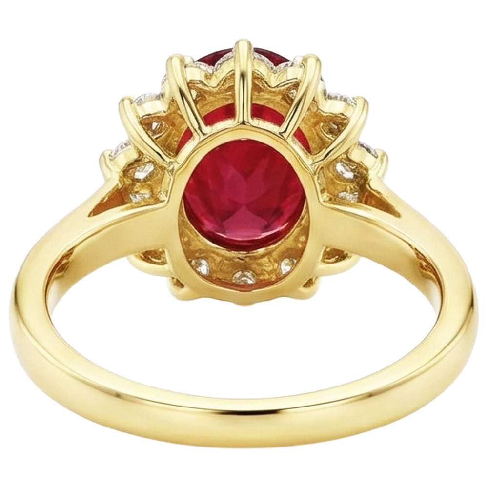 echter oval rubin 4.70Karat ring auf Weiß
