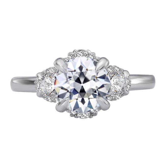 14K Gold Alter Minenschnitt Echt Diamant-Verlobungsring Krappenset 6.50 Karat