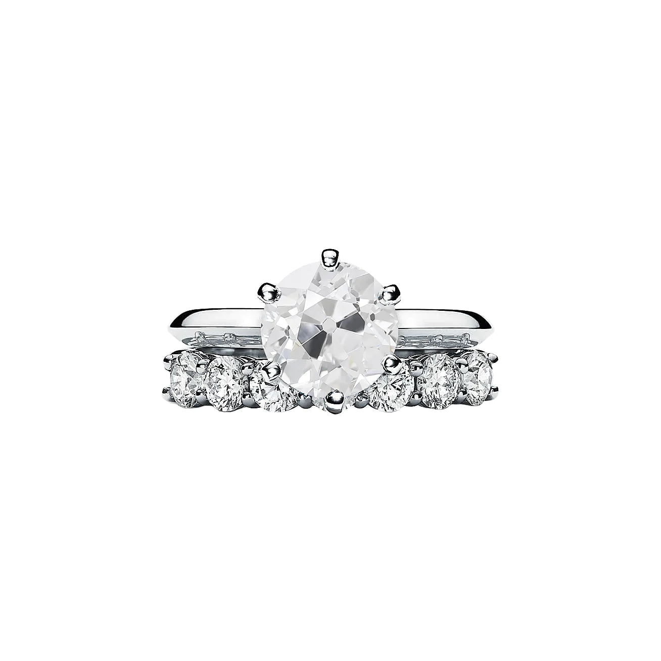 14K Gold Ehering Set Runder alter Minenschliff Echt Diamant 3 Karat Zinken Set