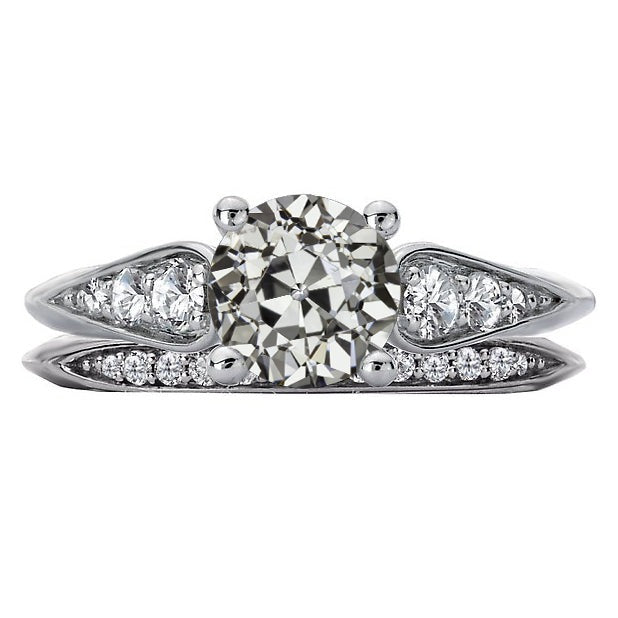 14K Gold Ehering Set runder alter Echt Bergmannsdiamant 5 Karat Schmuck