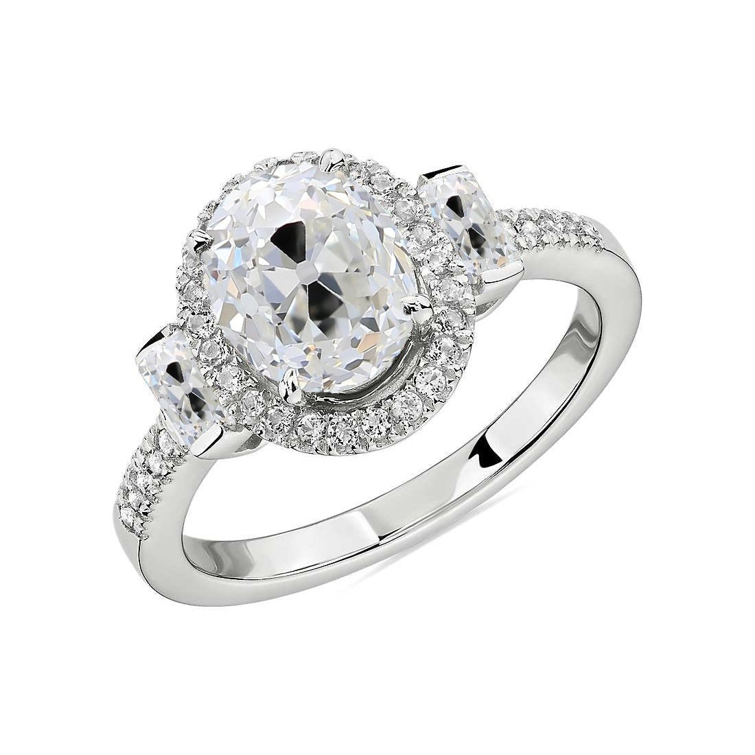 14K Gold Halo Old Cut Oval Echt Diamant Ring Akzent Schmuck 7,25 Karat