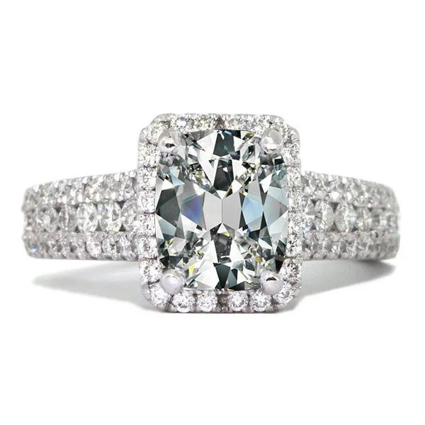 14K Gold Ovaler Alt-Minenschliff Echt Diamant Halo Ring 9.50 Karat Weißgold